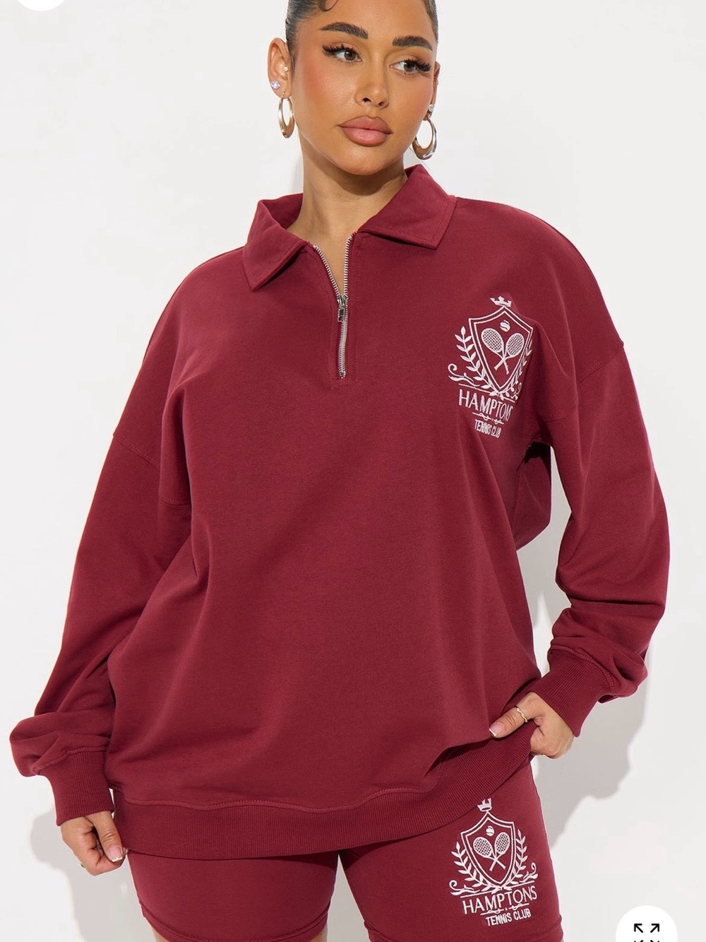 Brand New | Burgundy Quarter-Zip Pullover Sweatshirt and Matching Short